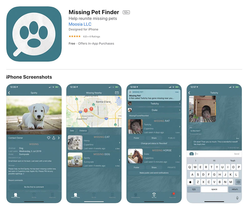 missing pet finder app