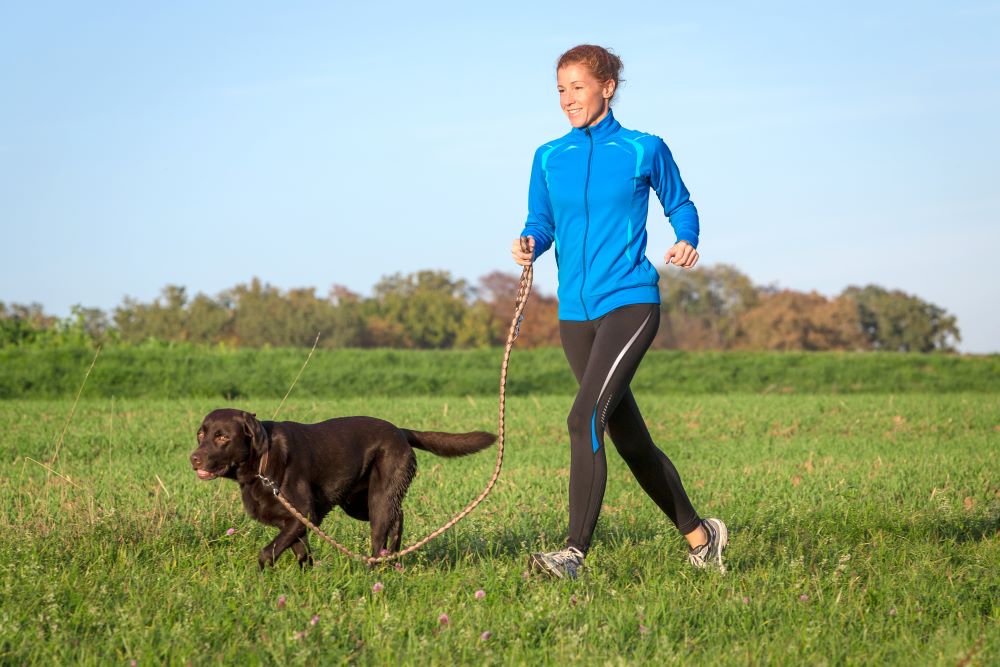 running with dog