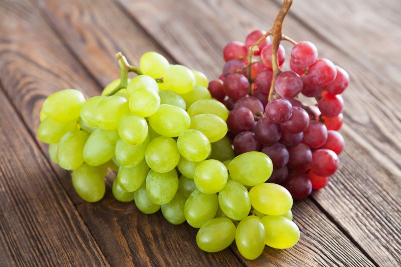 Grapes on a wooden table